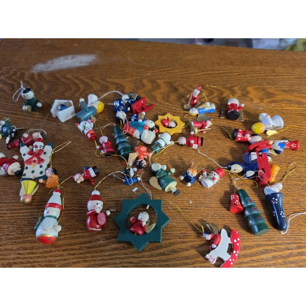 Vintage Wooden Christmas‎ Ornaments Lot of  45